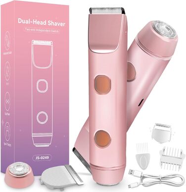 Електричний жіночий тример AOMEES 2-в-1 для обличчя, тіла та зони бікіні, IPX7, бездротовий, перезаряджається, рожеве золото