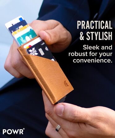 Чоловічий металевий картхолдер POWR Wallet з відділенням для монет. Мінімалістичний картхолдер для чоловіків (колір: коричневий)
