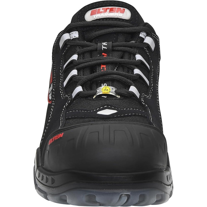 Робочі черевики ELTEN SENEX Pro ESD S3 для чоловіків, текстиль, пластикова захисна капа, легкі, спортивні, чорно-червоні, розмір 44 EU, чорний/сірий