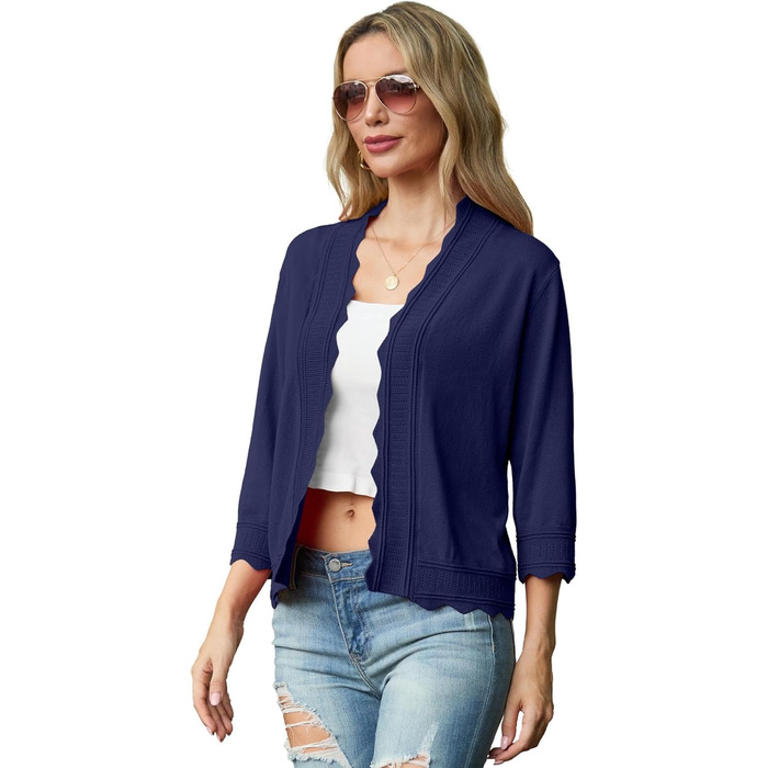 Жакет-кардиган жіночий літній з рюшами, Boero Eegant, Marineblau (темно-синій), розмір S