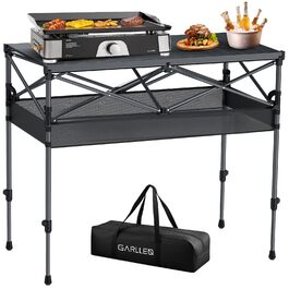 Зручний складаний туристичний стіл Garllen для пікніка та відпочинку на природі, 82x40 см, 2 рівня висоти (44/70 см), сталевий, з сумкою