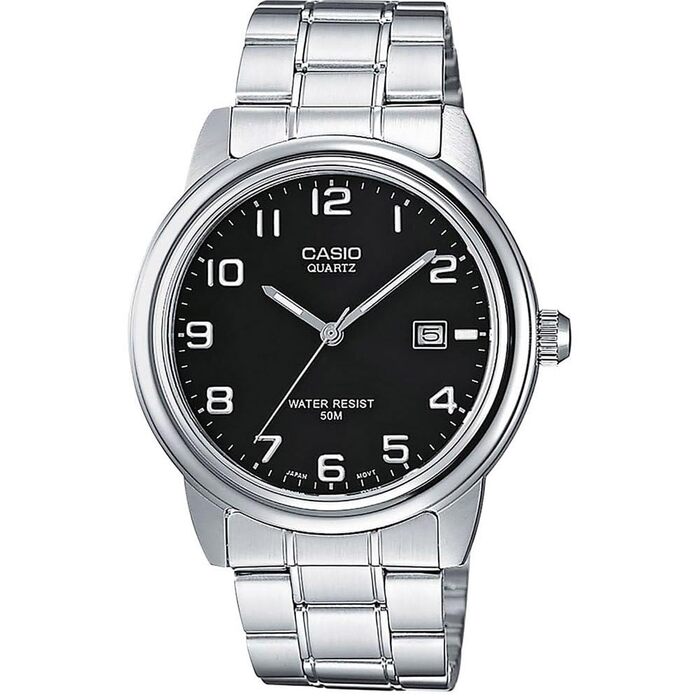 Годинник Casio для чоловіків MTP-1221A-1AVEG: аналоговий кварцовий годинник з нержавіючою сталею, чорний колір