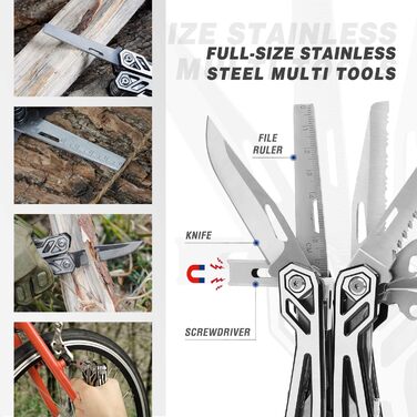 Mossy Oak 21-in-1 Multi-Tool - Stainless Steel Pocket Knife & Multi-Function Tool for Camping, Hiking & Repair - Includes Pouch