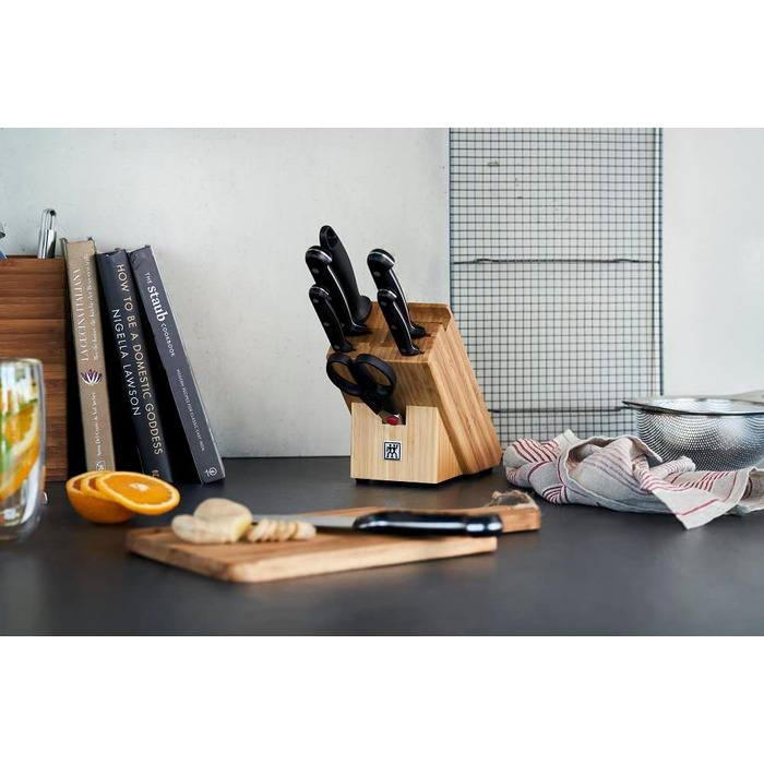 ZWILLING Twin Chef 8-Piece Knife Block Set - Stainless Steel Knives with Bamboo Block, Sharpening Steel & Scissors