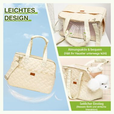 Транспортна переноска для котів та собак ASOPETS, м'яка переноска для тварин, зручна для подорожей, аксесуар для сумки-переноски з регульованим кріпленням (кремовий, S)