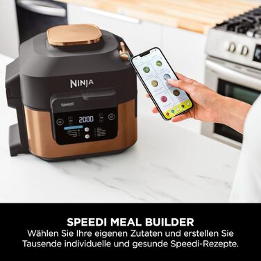 Ninja Speedi Multi Cooker, 5.7L, 10-in-1 Multi Cooker, Air Fryer Hot Air Fryer, Slow Cooker Slow Cooking, Grilling, Baking, Black & Copper ON400EUCP