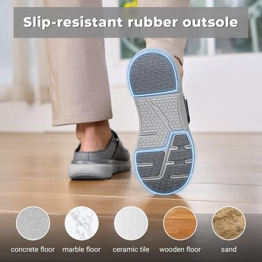 Домашні тапочки чоловічі FitVille для літніх людей та з широкою стопою, сліпони на липучці, розмір 41-50 (43 EU, сірий)