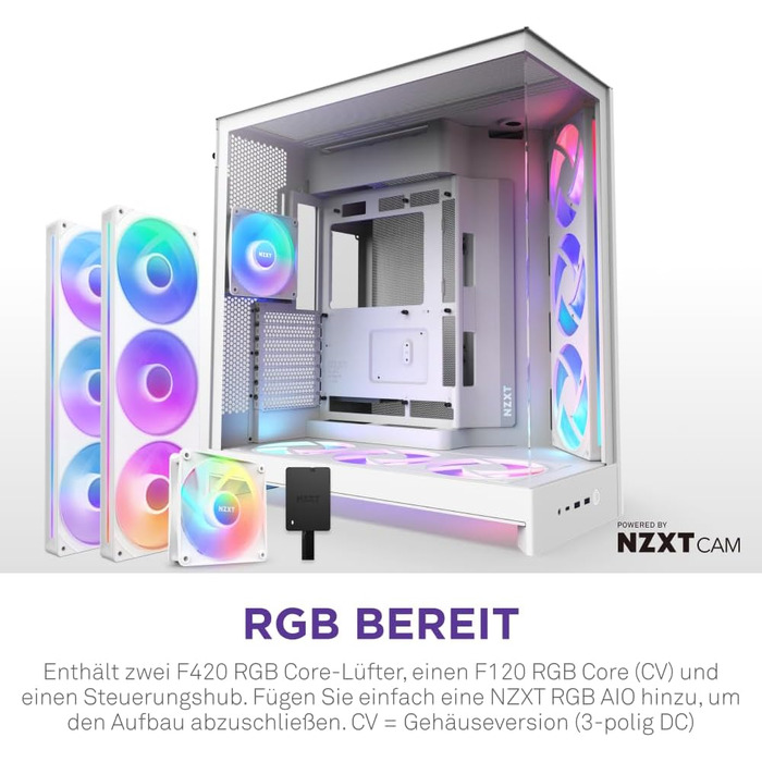 Корпус ПК NZXT H9 Flow (2025) – великий Mid-Tower з двома камерами та покращеною вентиляцією – 3 x 140мм та 1 x 120мм вентилятори, підтримка радіатора 420мм, загартоване скло, Back-Connect, Flow RGB Plus 2025, білий колір