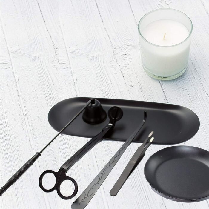 7-in-1 Stainless Steel Candle Accessory Set – Candle Wick Trimmer, Candle Snuffer, Candle Wick Dipper, Tweezers, Candle Tray Plate for Candle Lovers, Family, Party