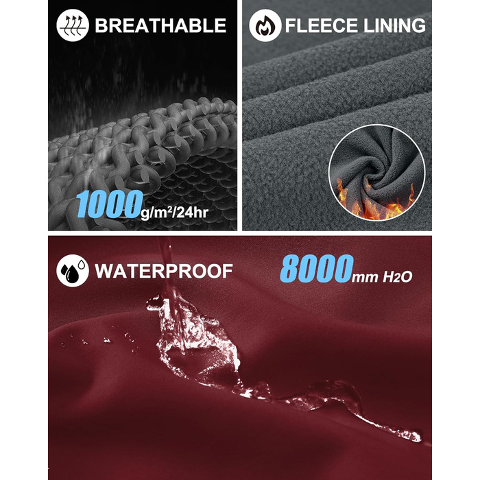 Чоловіча тепла жилетка-софшелл Weste 3XL, темно-червона, водонепроникна, з капюшоном, на блискавці