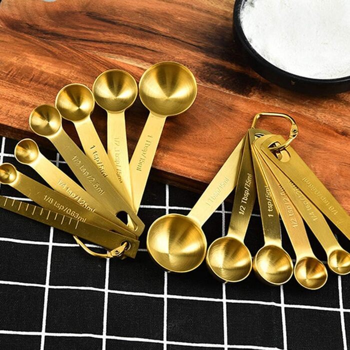 Toranysadecegumy 6 Piece/Set Measuring Spoons, Useful Stainless Steel Measuring Cups, Kitchen, Coffee, Measuring Spoons, Tea, Gold