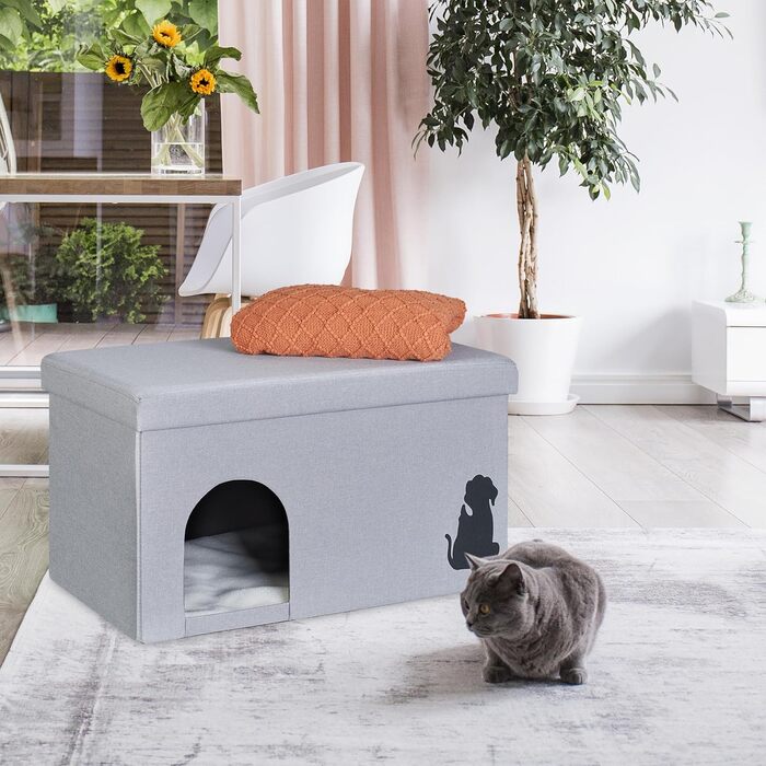 Кігтечка для котів Relaxdays, складна, 100 кг, з подушкою, сіра, 40.5 x 72 x 40.5 см