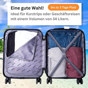 NOWI® Las Palmas: Компактний валіза на колесах 55x40x20 см (34л), помаранчевий, підходить для Ryanair, Lufthansa та інших авіакомпаній. Розмір M