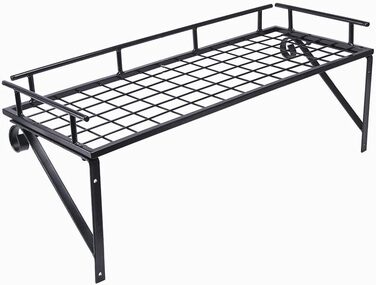 K-1121 60 CM Black Large Kitchen Shelf, Wall Shelf for Pots, Pans, and Utensils, Hanging Shelf with 10 Hooks