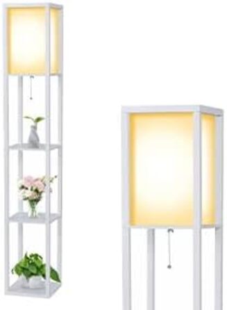 Стельова лампа YU YUSING з полицями, 1,6м, LED, E27, для вітальні, спальні, офісу (біла)