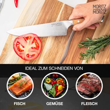 Ніж кухонний Moritz & Moritz Profi Küchenmesser 13 см - універсальний ніж для овочів, м'яса та фруктів, з ергономічною ручкою з акації, німецька сталь (базовий набір)