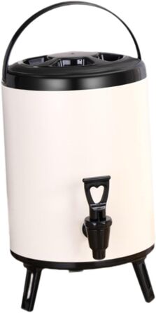 F Fityle Hot/Cold Beverage Dispenser, Tea Barrel with Tap, Water-Insulated Drink Dispenser, Drink Container for Camping/Kindergarten, 6L White