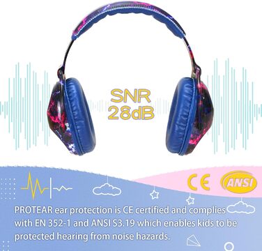 Дитячий захист вух: шумопоглинаючі навушники для дітей з аутизмом, ідеальні для феєрверків та концертів, SNR 28 dB, 3100-6
