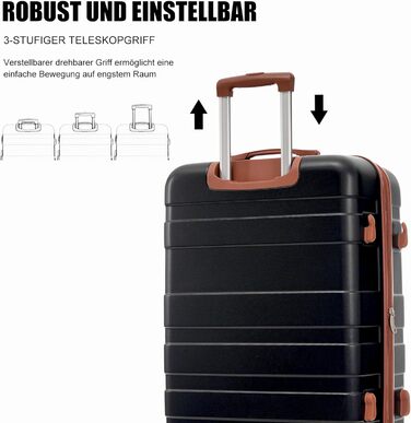 Набір валіз Merax 5-ти частинний: велика, середня, маленька, сумка та аксесуар, ABS, TSA-замок, розширюється, чорний