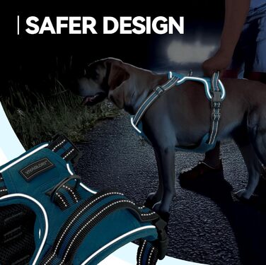 Шлейка для собак VIVAGLORY Easewalk, анти-тяга, для тренувань та прогулянок, з ручкою, надійна, проти вислизання, для цуценят та собак, XS, (Блакитний, S: 36-61 см (обхват грудної клітки))