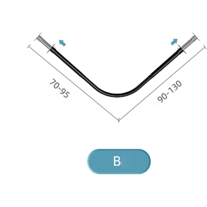 Штанга для душу з формою L, розширювана, не потребує свердління, з нержавіючої сталі 304, для ванної кімнати/ванни (70-95см x 90-130см, чорний)