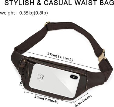 Чоловіча/жіноча поясна сумка з екошкіри в стилі вінтаж, чорна (1034 Темно-коричнева)