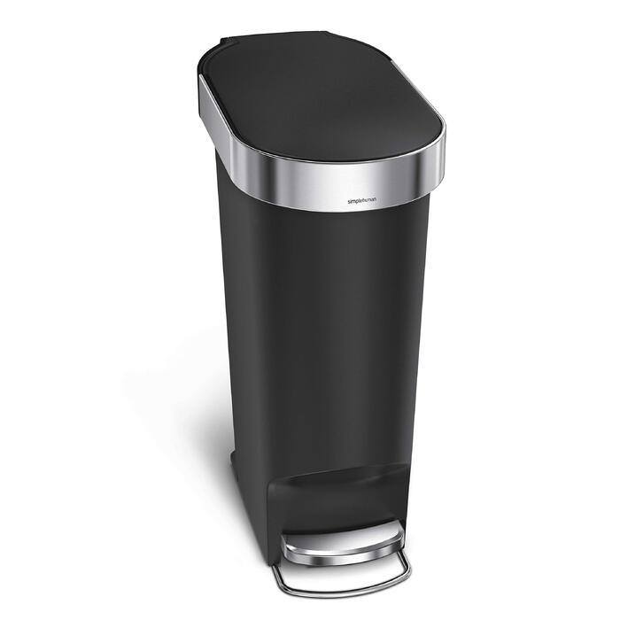 Сміттєвий відер-педаль simplehuman CW1361 вузький, 40 л, для кухні та сортування відходів, чорний