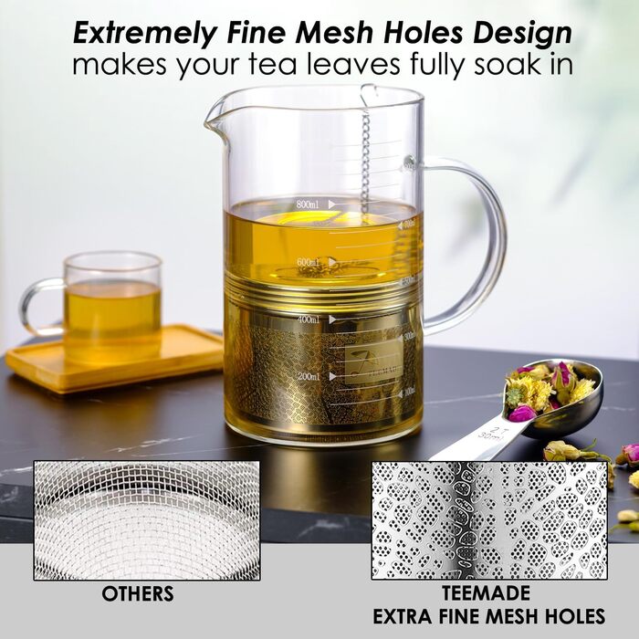 Large Tea Filter - SUS 304 Stainless Steel Tea Strainer with Extended Chains and Extra Fine Mesh Tea Egg for Infusing Herbal Tea, Spices, or Soups
