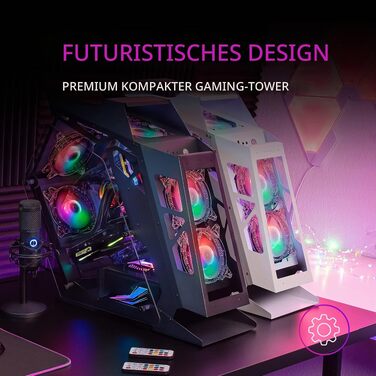Корпус для ПК Mars Gaming MC300P MicroATX, загартоване скло, Mesh-панель, 3x FRGB вентилятори, чорний