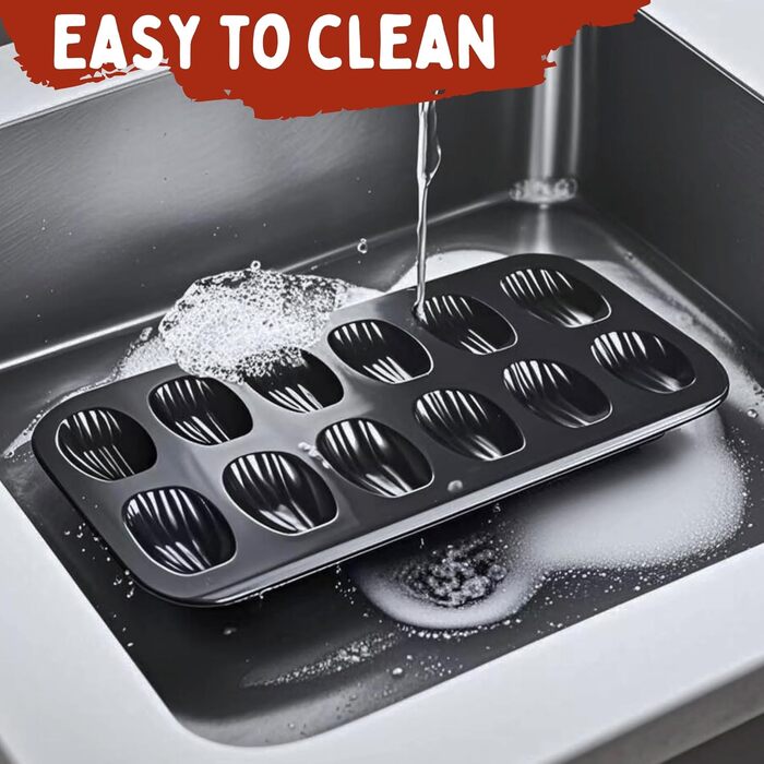 Форма для мадленів (2 шт) з антипригарним покриттям, 12 отворів, 40x24 см, з нержавіючої сталі