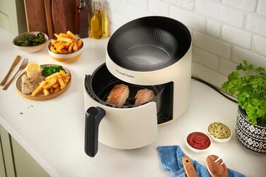 Russell Hobbs Hot Air Fryer 5L [10 Programs | with Viewing Window] AirFryer (Oil-free Frying, Frying, Grilling, Roasting, Baking, max 200°C, Dishwasher Safe, Cream) SatisFry Panoramic 27421-56
