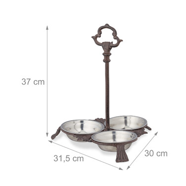 Relaxdays Cast Iron Bowls, 3-Piece Set with Handles