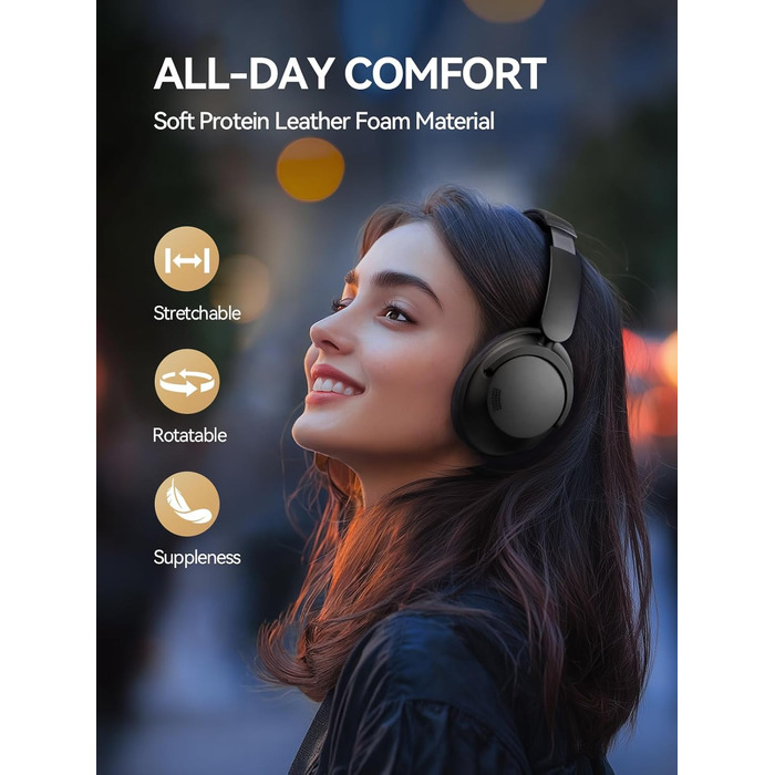1MORE Sonoflow Pro Бездротові навушники Bluetooth з активним шумопоглинанням, Over-Ear, LDAC, Hi-Res звук, Bluetooth 5.4, 100 годин, зручні, кристально чисті дзвінки (Чорний)