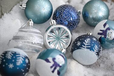 Набір ялинкових прикрас Valery Madelyn, 16 шт, 6 см, червоно-зелено-золота тема (блакитна), з подарунковою упаковкою