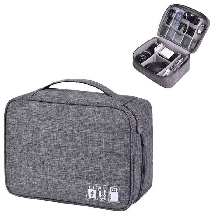 Органайзер для кабелів LTLSZRN, сірий: зручна сумка-організатор для подорожей