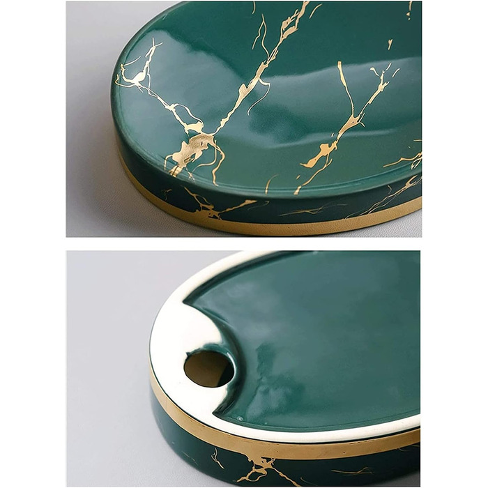 Миска для мила з імітацією мармуру FülleMore, кераміка, чорний колір, 12x8.5 см