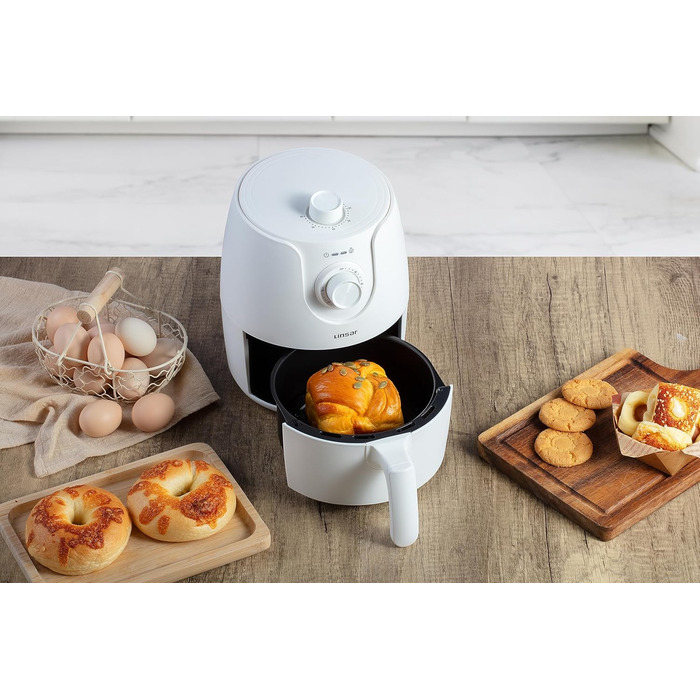 Фритюрниця без олії Mini 1.8L з таймером та функцією підігріву | Airfryer 1200W | Економія енергії та швидкість | Біла