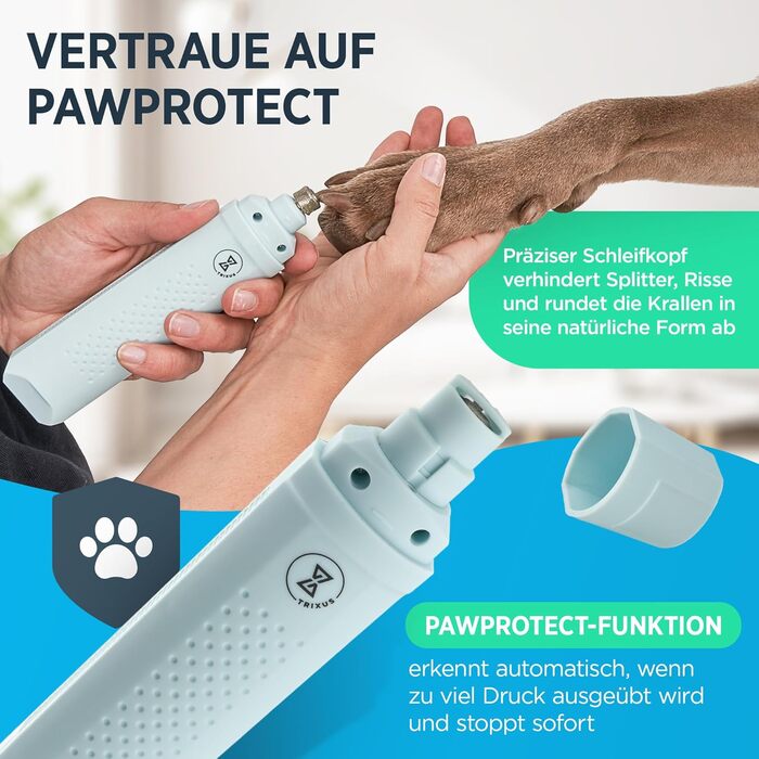 Тріксус - професійний точилка для кігтів собак та котів з ножицями для кігтів | 2 швидкості, LED, безпечний, тихий, потужний | Набір для догляду за кігтями для собак та котів різних розмірів
