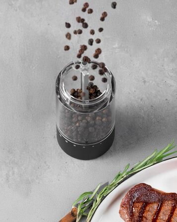 Електрична мельниця для солі та перцю FORLIM, USB-зарядка, регулювання помелу, 7 ступенів, 2 шт. (чорний+білий)