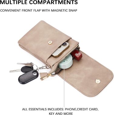 Сумка-клатч BOSTANTEN для телефону через плече, сіра (A-13-braun) - PU шкіра, жіноча, з гаманцем