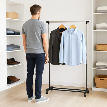 Adjustable Rolling Clothes Rack