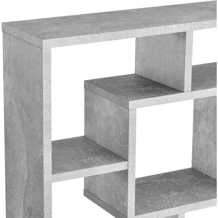 Настінна полиця en.casa Saputit 85x16x48 см, 8 секцій, книжкова полиця, підвісна, для офісу, у стилі ретро, сірий бетон