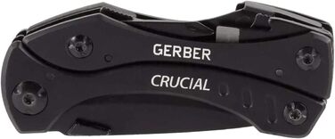 Gerber Multi-Tool with 9 functions and belt clip, Crucial, with belt cutter and liner-lock locking mechanism, open length: 9.1 cm, Black, 31-001518