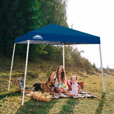 EAGLE PEAK 3x3m Event Tent Slanted Legs Pop-up Gazebo Outdoor, UV Protection 50+ Waterproof Foldable Folding Gazebo for Camping Garden Party, Dark Blue