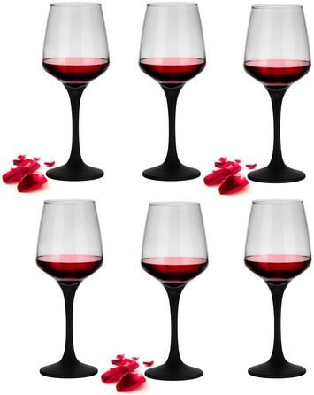 6 келихів для вина Sendez 360 мл: червоне, біле, універсальне. Келихи для вина з чорним ніжкою