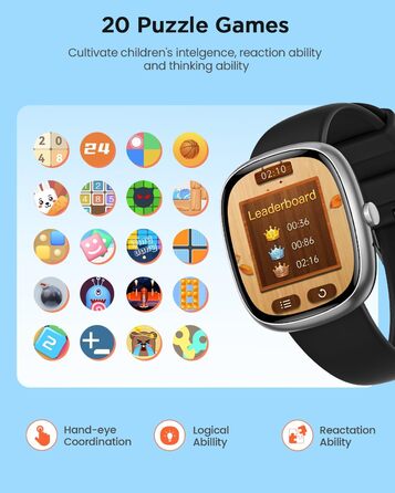 Дитячий розумний годинник для хлопчиків та дівчаток, фітнес-трекер активності з 100+ спортивними режимами, крокомір, монітор серцевого ритму та сну, водонепроникність IP68, подарунок для підлітків 5-16 років, чорний