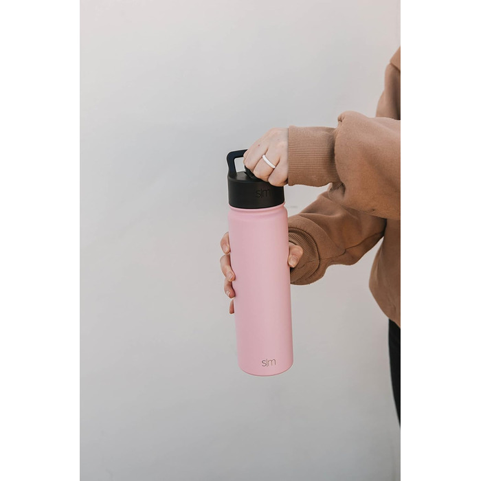 Simple Modern Trinkflasche mit Strohhalm und Chug-Deckel | Stainless Steel Insulated Water Bottle with Straw and Chug Lid for Sports, Gym | Summit | 950ml | Checkmate (651 ml, -Graphite)