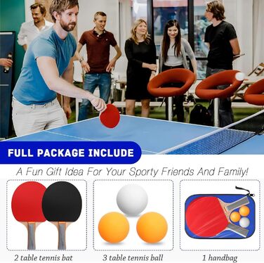 Преміум набір для пінг-понгу: 2 ракетки, 3 м'ячі, сумка, для початківців та досвідчених гравців