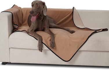 Водонепроникний коврик для собак PETTOM 152x127см, м'який коврик для великих та маленьких собак, захисний коврик для дивану, ліжка, автокрісла, меблів - 30°C, (L, Коричневий верблюда, Large)