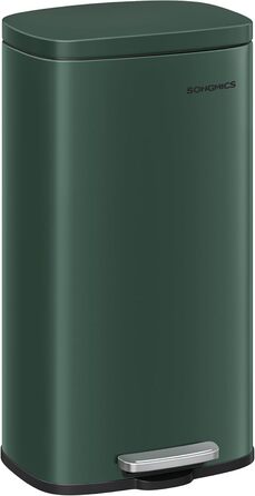 Відро для сміття SONGMICS 30 л, стале, з м'яким закриттям, з внутрішнім відром, для кухні, Vintage Green